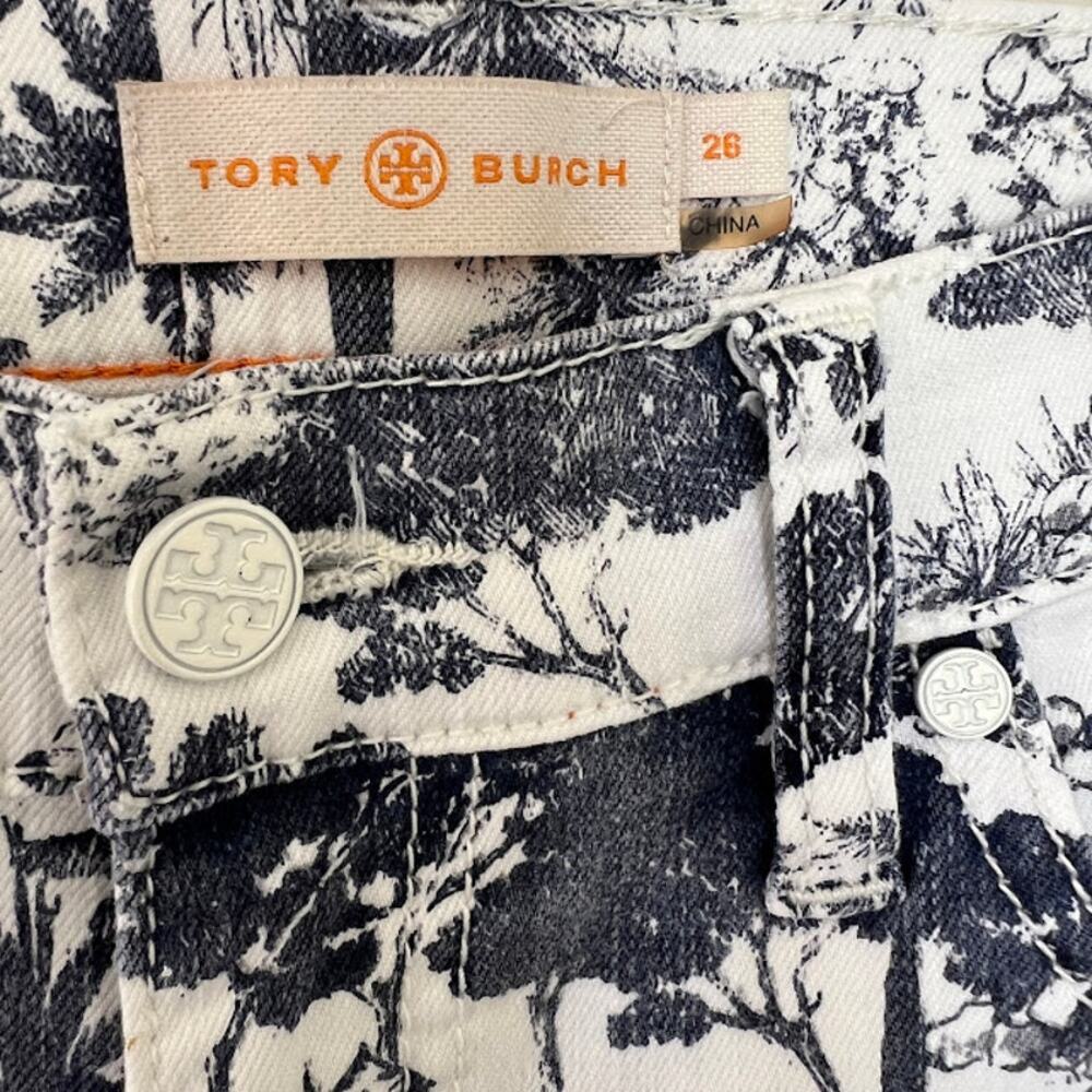 Tory Burch Women's Tropical Toile Print Crop Jeans 28 Straight Leg Denim - Picture 7 of 9
